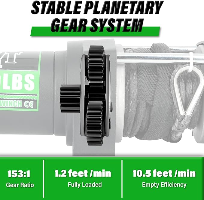 TYT 3500 lb ATV Winch, 12V DC Electric Winch with Wireless Remote and Wired Switch, 7/32"x 30FT Synthetic Winch Rope with Fairlead and Winch Mounting Plate