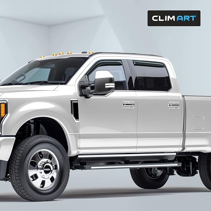 CLIM ART in-Channel Incredibly Durable Rain Guards Compatible with F250 to F550 Super Duty 2017-2022 Crew Cab, Original Window Deflectors, Vent Window Visors, Vent Deflector, 4 pcs.- 617198