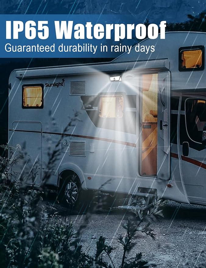 Chelhead Solar RV Exterior Light, 208 Led Amber White RV Porch Lights with Motion Activated, Remote Control, Clip On Camper Lights for Outdoor Compatible with for RV Camper Trailers Truck