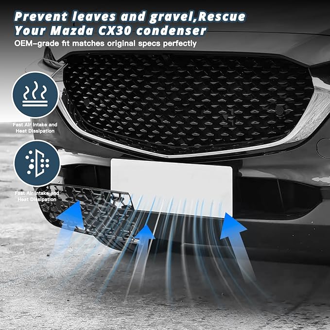 RUIYA CX30 Front Grill Mesh Inserts Trims for Mazda CX30 Accessories 2PCS Front Grille Guard Compatible with 2020 2021 2022 2023 2024 2025 Mazda CX30(320MM for CX30 Preferred Grilles)