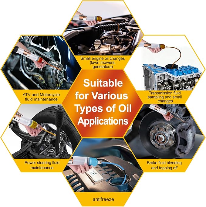 500CC Automotive Fluid Extractor with 39'' Long Hose & ExtensionTubes, Portable Oil Extractor Pump for Oil Change, Large Fluid Pump with Clear Scale & Transparent Body for DIY Maintenance