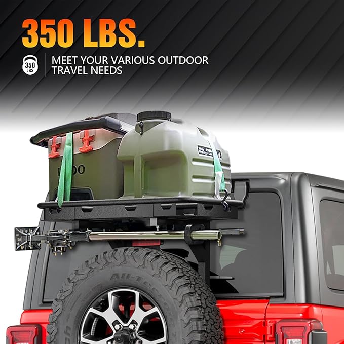 for Wrangler JL Spare Tire Cargo Rack Rear Luggage Basket on OE Tailgate Compatible with 2018 2019 2020 2021 2022 2023 2024 Jeep Wrangler JL & JLU 2/4 Doors, Cargo Storage Carrier Holder Stand