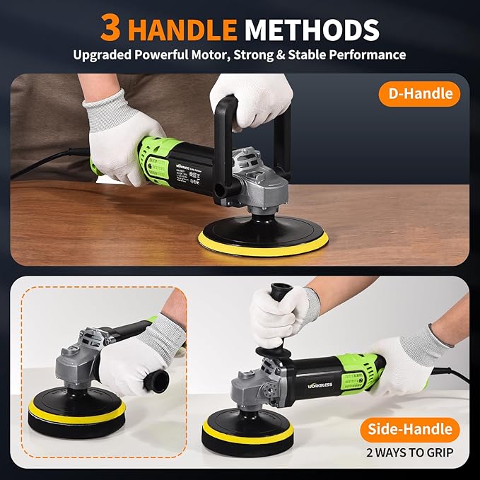 Buffer Polisher, 1600W 6"/7" Rotary Car Polisher with 7-Speed(1600-3500 RPM), Car Buffers and Polishers Kit for Cars, Boats, Floors, Furniture