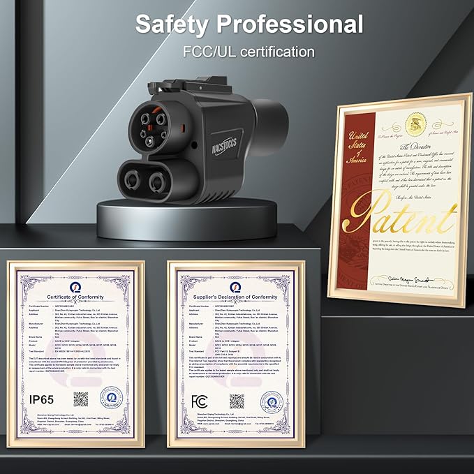 NACS to CCS Electric Vehicle Charging Adapter Compatible with Tesla Supercharger, Fit for Rivian,Ford,GM EVs for Tesla Supercharger to CCS1 Charger Adapter, Max 500A 1000V Fast Charge