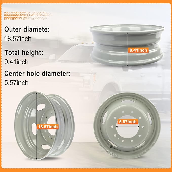 20.5" Steel Wheel for Ford F450SD F550SD 2005-2023 Super Duty Dually Gray OEM Design Replacement#50341015-DA,8C34-1015-DB,6C34-1015-DA