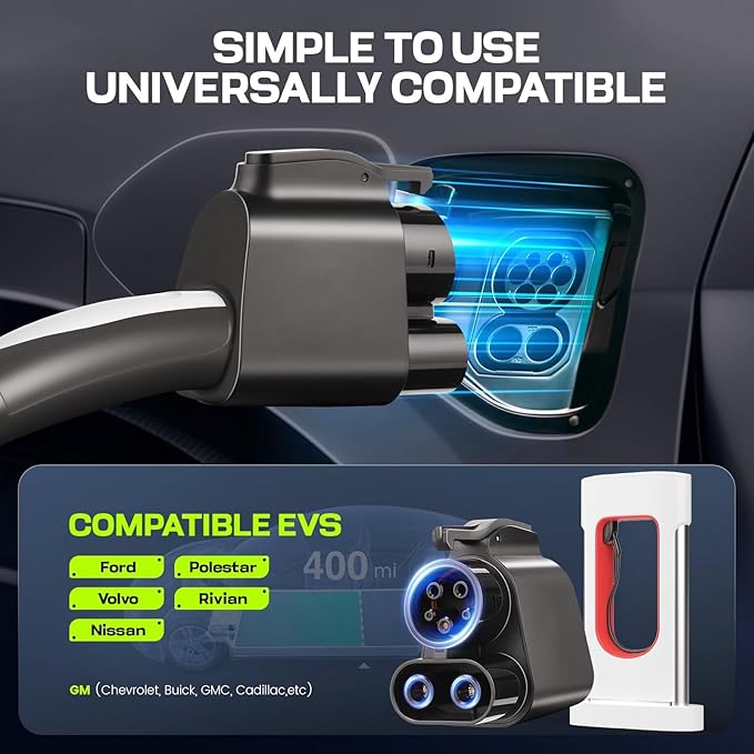 2025 Upgraded Tesla Supercharger to CCS1 Charger Adapter, [Max 500A 1000V] Fast Charge Electric Vehicle Charging Adapter（Light Black）