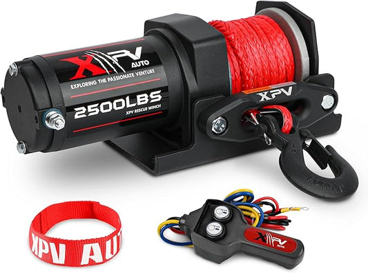 2500lbs Electric Winch 12V Synthetic Rope Nylon Towing Winches for ATV UTV Boat Trailer