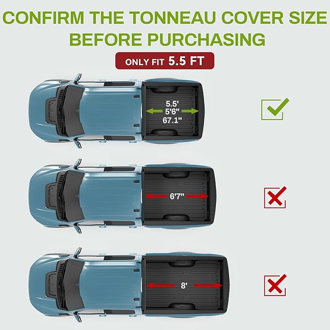 AUTOSAVER88 Soft Tri-fold Truck Bed Tonneau Cover Compatible with 2004-2014 Ford F150 F-150 (Excl. Raptor Series) 5.5 ft Bed