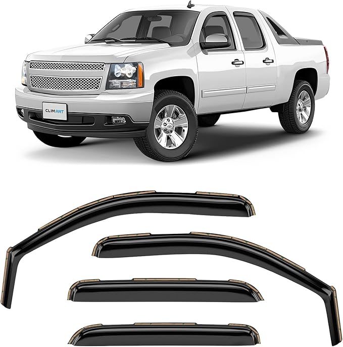 CLIM ART in-Channel Incredibly Durable Rain Guards for Chevrolet (Chevy) Avalanche 2007-2013, Original Window Deflectors, Vent Window Visors, Vent Deflector, 4 pcs. - 607179