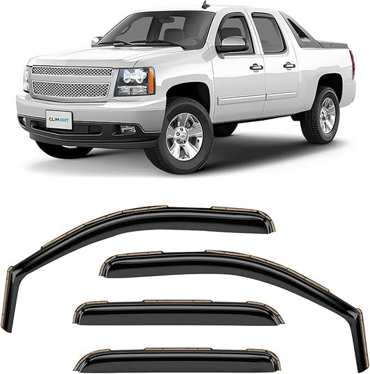 CLIM ART in-Channel Incredibly Durable Rain Guards for Chevrolet (Chevy) Avalanche 2007-2013, Original Window Deflectors, Vent Window Visors, Vent Deflector, 4 pcs. - 607179