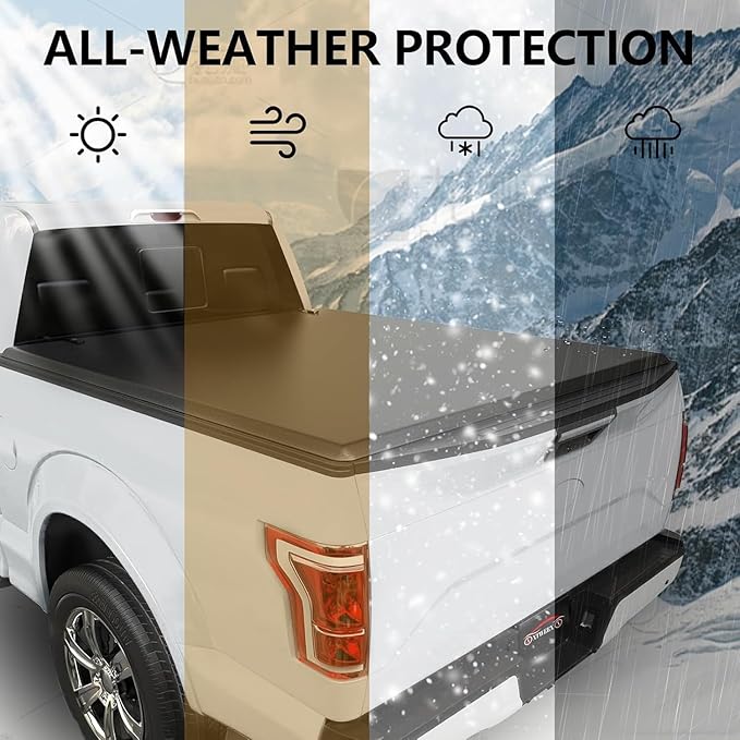 Soft Tri-Fold Truck Bed Tonneau Cover Compatible for 2004-2014 Ford F-150 and 2006-2014 Lincoln Mark LT 5.5FT (66") Bed