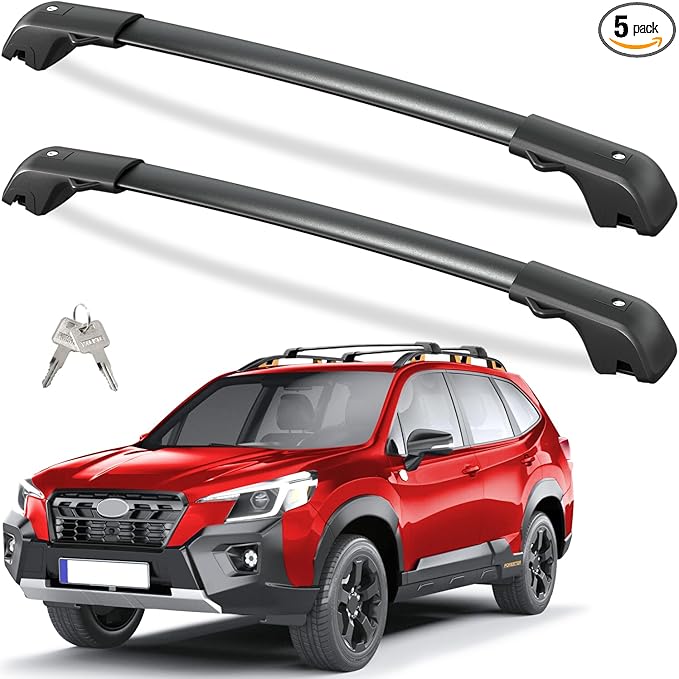 Tuyoung 300lbs Roof Rack Cross Bars Compatible with Subaru Forester Wilderness 2022-2025 with Raised Side Rails, Lockable Heavy Duty Aluminum Roof Crossbars Rooftop Luggage Racks Carrier