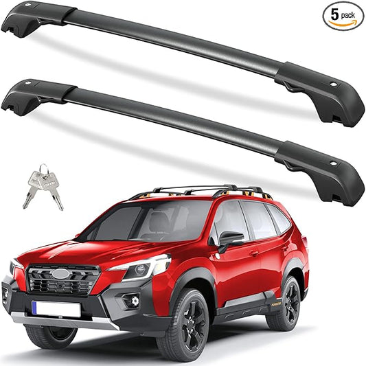 Tuyoung 300lbs Roof Rack Cross Bars Compatible with Subaru Forester Wilderness 2022-2025 with Raised Side Rails, Lockable Heavy Duty Aluminum Roof Crossbars Rooftop Luggage Racks Carrier