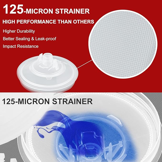 Disposable Paint Cups for Automotive Paint Gun, HVLP Paint Spray Gun Mixing Cups 20 Ounce (600ml) Kit with 15 Cups and Lids System, 1 Hard Cup with Retainer Ring, 2 Adapter, Paint Stirrer