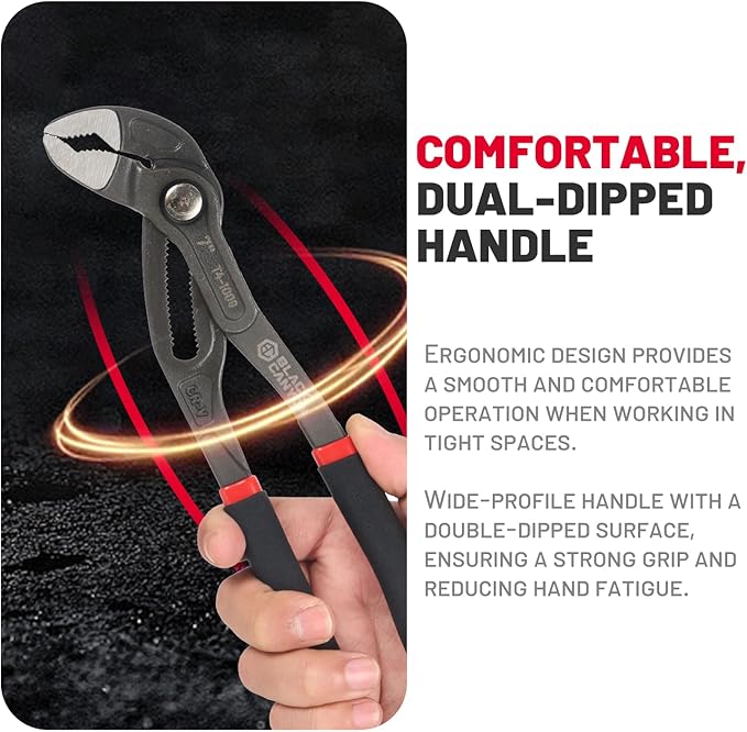 BLACK CANYON Groove Joint Plier 7in, V-Jaw Tongue and Groove Plier with Fast Adjustable 18 Jaw Positions, 50 Cr-V Steel, Ergonomic Handle for Automotive Repairs, Nuts, Bolts, Plumbing, Gripping
