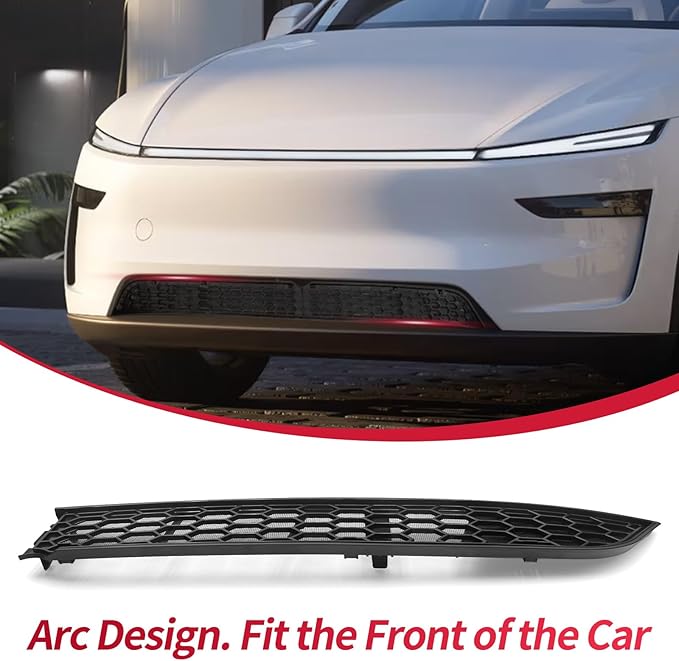 AggAuto Grille Mesh Insert Compatible with Tesla Model Y Juniper 2025 2026, Front Air Inlet Vent Grille Inserts Cover Replacement, 2 Pcs Model Y Accessories Black