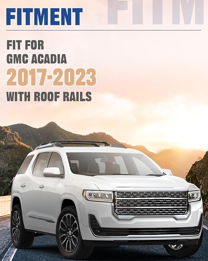 265lbs Lockable Heavy Duty Roof Rack Cross Bar for GMC Acadia 2017-2023 Cargo Bar Multi Functional Design for Bike Kayak Luggage