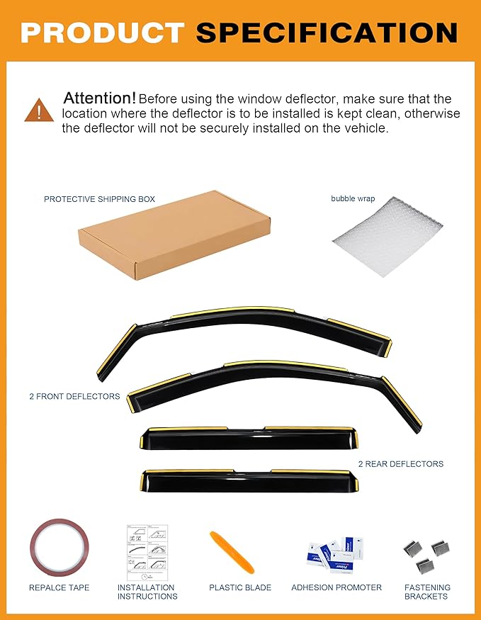 in-Channel Window Rain Guards Fit for Chevy Silverado 1500/GMC Sierra 1500 2019-2026 Crew Cab Extra Durable Window Deflectors Window Visors Vent Visors Vent Shades Truck Accessories