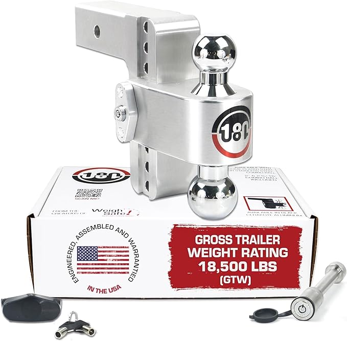 Weigh Safe Adjustable Trailer Hitch Ball Mount, 6" Adjustable Drop Hitch for 2.5" Receiver w/ 2 pc Keyed Alike Lock Set, Heavy Duty Aluminum Trailer Tow Hitch w/ Chrome Plated Tow Balls, 18,500 GTW
