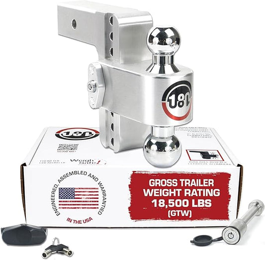 Weigh Safe Adjustable Trailer Hitch Ball Mount, 6" Adjustable Drop Hitch for 2.5" Receiver w/ 2 pc Keyed Alike Lock Set, Heavy Duty Aluminum Trailer Tow Hitch w/ Chrome Plated Tow Balls, 18,500 GTW