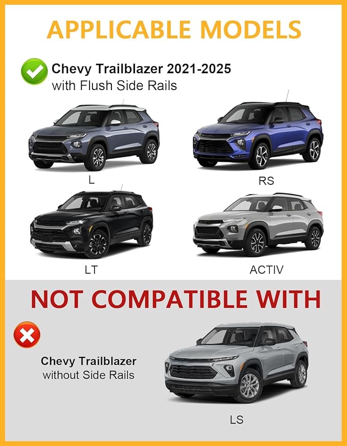 Tuyoung All Aluminum Roof Rack Cross Bars Compatible with Chevy Chevrolet Trailblazer 2021 2022 2023 2024 2025 2026 L LT ACTIV RS, 260lbs Lockable Heavy Duty Roof Rails Crossbars Cargo Luggage Kayak