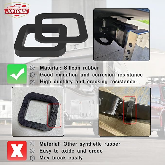 6 Pack - Multiple Size Combination，2.5 Inch Hitch Receiver Silencer Pad ，Effectively Reduce The Noise Disturbance- Compatible with Most 2.5 Inch Trailer Hitch Receiver