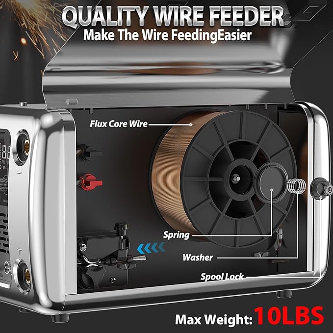 Aluminum MIG Welder, 110/220V MIG Welding Machine165A, 6-in-1 Flux core/Gas Mig/Mag/Stick/Lift Tig/Mig Aluminum Multi-process Welder Machine with Unique Stainless Steel Shell Design