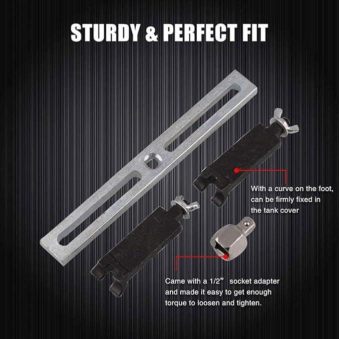 RULLINE Fuel Pump Lock Ring Tool, Fuel Pump Removal Tool,Fuel Pump Lid Tank Cover Wrench,Fuel Tank Lid Cover Remove Spanner, Universal Wrench 3/8" to 1/2" Adjustable