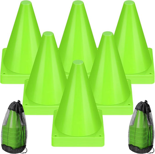 Leelosp 48 Pack 7" or 9" Plastic Traffic Cones Agility Field Marker Soccer/Safety/Sports/Training Cones for Skating Basketball Football Practice Drills Themed Party Decorations