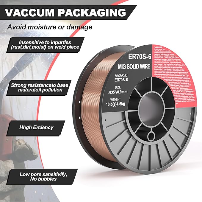 ER70S-6 .035-Inch on 10-Pound Spool Carbon Steel Mig Solid Strong ABS Plastic Spool Welding Wire (0.035-inch 10LB 2pk)