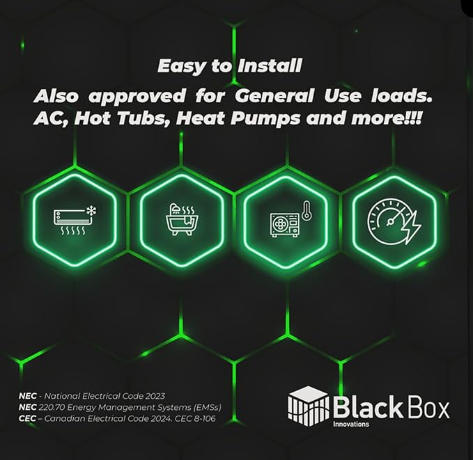 EV Charger BLACKBOX 240V 60-100A Service – No Electrical Panel or Service Upgrade Required. Allows 240 Volt up to 48 Amp (60Amp) EV Fast Charge Rate EV Load Management System Save $$