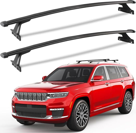 KINGGERI 220lbs Roof Racks Cross Bars Fit for Jeep Grand Cherokee L 2021-2026 & Grand Cherokee 2022-2026, Heavy Duty All Metal Aluminum Roof Rails Crossbars Luggage Cargo Carrier SUV Accessories