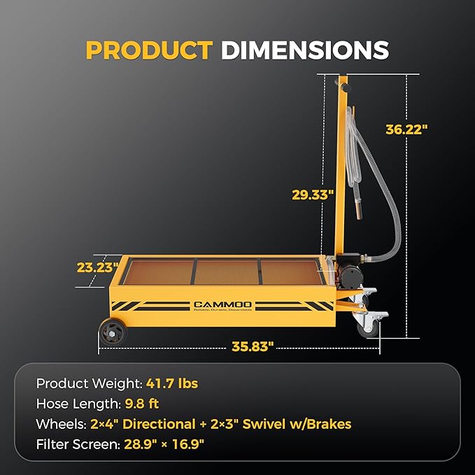 15 Gal Electric Oil Drain Pan, 110V High-Flow Pump, 9.8 FT Hose, 200 W Motor, 2 Locking Swivel Casters and 2 Directional Wheels Stable, Folding Handle, Heavy-Duty for Trucks, RVs, SUVs, Yellow