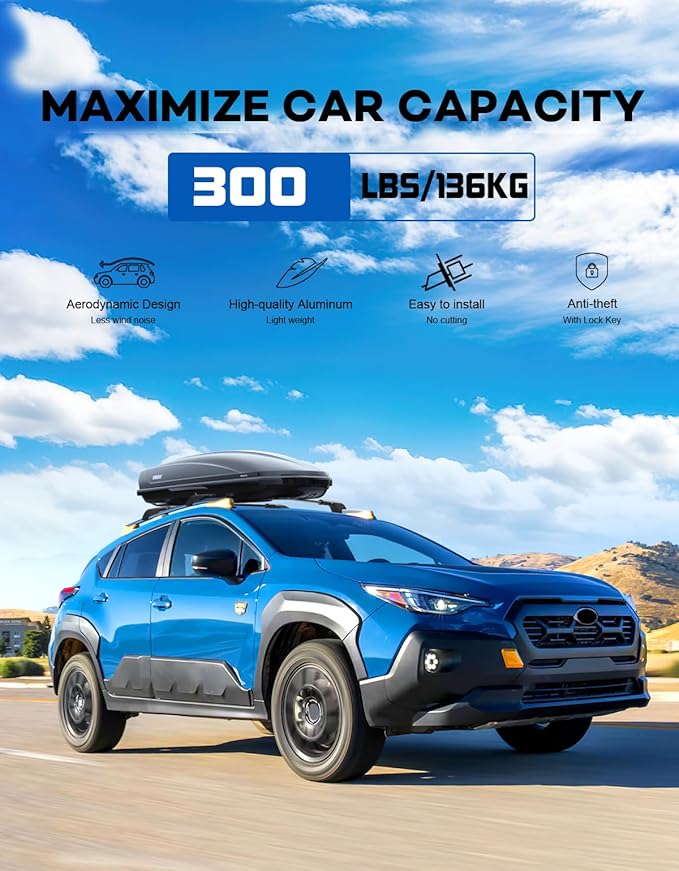 300lb Lockable Roof Rack Cross Bars Compatible with Subaru Crosstrek Wilderness 2024 2025 2026 with Raised Side Rails, Heavy Duty Aluminum Lockable Roof Rails Crossbars Rooftop Luggage