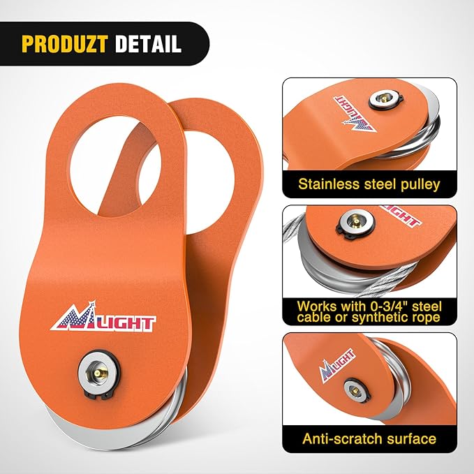 Nilight 10 Ton Winch Snatch Block Towing Pulley Blocks 22,000 LBS Capacity, Winch Hook Accessories, Heavy Duty Offroad Recovery Accessory for Truck, Tractor, ATV & UTV