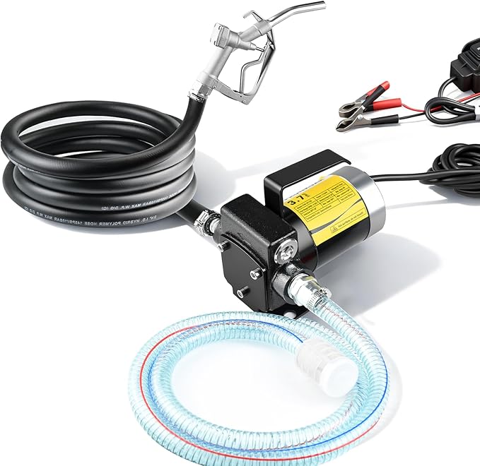 12V DC Gasoline Fuel Pump Kit, Self-priming Fuel Transfer Pump, Reversible Pumping, Overheat Protection, Explosion-proof, Suitable for Gasoline, Diesel, Mineral Oil, Kerosene