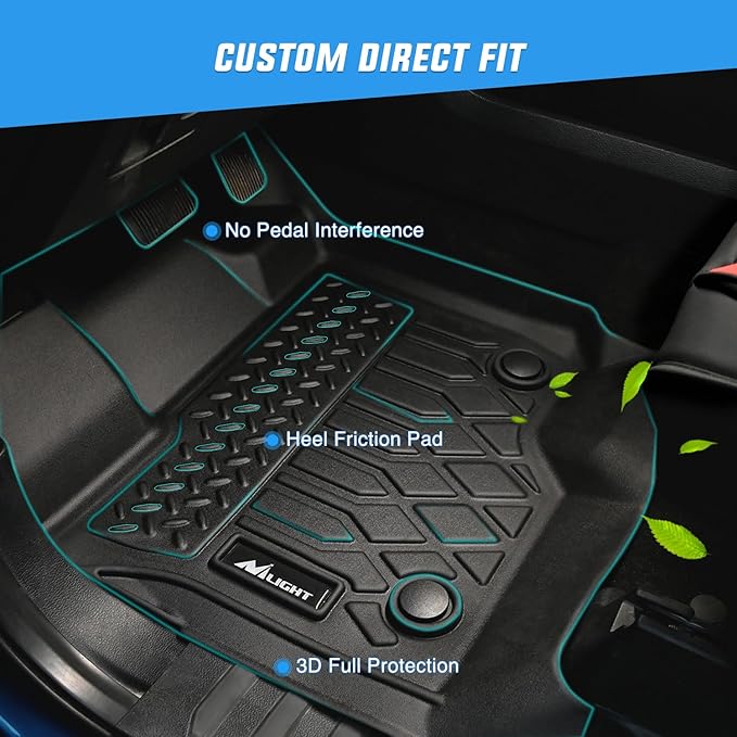 Nilight TPE Floor Mats for Ford Bronco 4 Door 2021 2022 2023 2024 2025,All Weather Custom Fit Heavy Duty Floor Liners