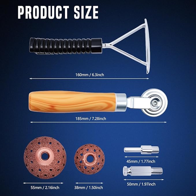 Tire Repair Patch Tools,42 mm 55 mm Tire Tungsten Steel Buffing Wheels Tire Patch Roller Scraping Cutter Kit for Car Tire Grinding Polishing