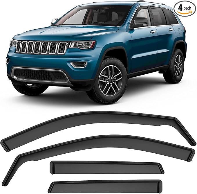 ACLONG in-Channel Rain Guards Black Window Visors Compatible with Jeep Grand Cherokee 2011 2012 2013 2014 2015 2016 2017 2018 2019 2020 Side Shatterproof Sun Visor Window Deflectors 4-Pieces