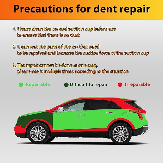 Dent Remover Tool for Car, Car Body Repair Dent Removal Tools, Orange Suction Cup Dent Puller, Hail Damage Repair Kit Dent Puller Tool