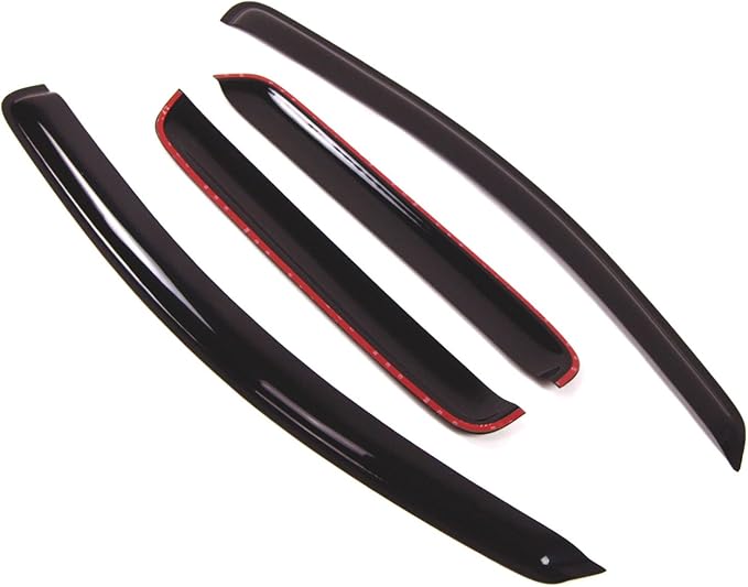 TuningPros Outside Mount Window Vent Visors Rain Guards Compatible with Chevrolet Aveo 2004-2006 | Side Window Wind Deflectors Rain Shields | Smoke Tinted, 4 Pcs Set, DGWV-057