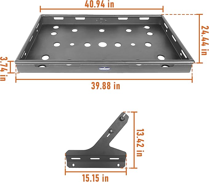 Hooke Road JLU Rear Trunk Cargo Cover Basket Rack Luggage Storage Carrier Tray for 2018-2025 Jeep Wrangler JLU 4-Door Hardtop & Sky One-Touch Power Top