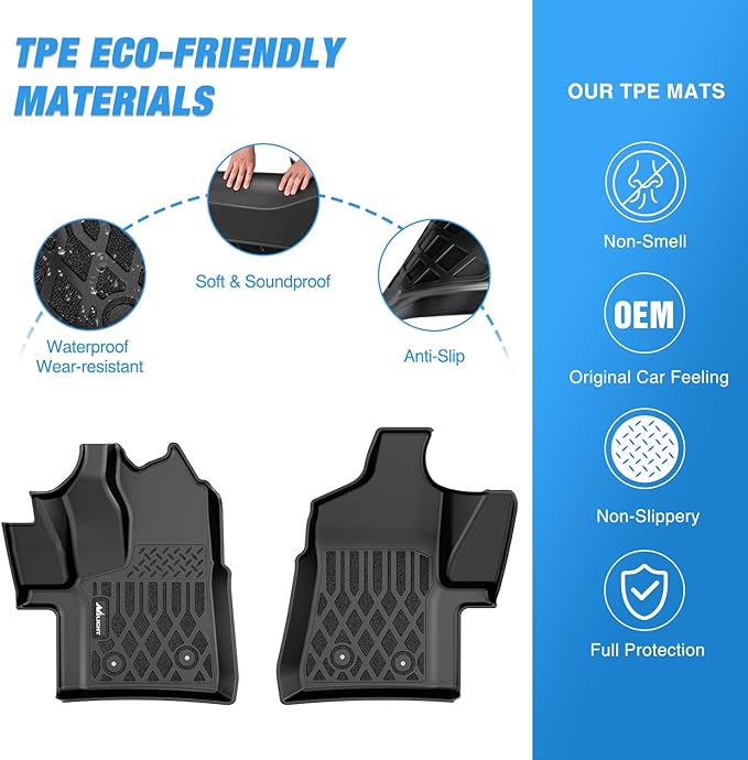 Nilight TPE Floor Mats for Ford Transit 150 250 350 350HD Vinyl Floor 2022 2023 2024 2025 2026 (Not for Connect) All Weather Custom Fit Heavy Duty Floor Liners