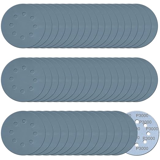 100 Pcs 5 Inch Sanding Discs Hook & Loop 8 Holes Wet Dry 3000 Grit Sandpaper Silicon Carbide Sand Paper for Orbital Sander Automotive Wood Plastic Metal Polishing (100Pcs 3000 Grit)
