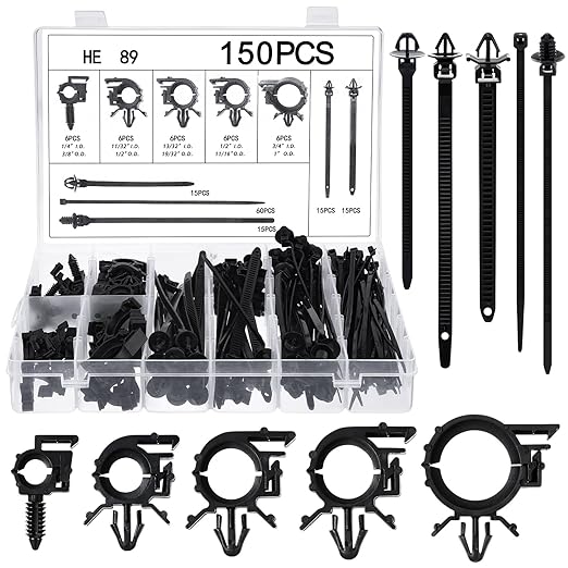 150 pcs Car Wire Loom Routing Clips Push Mount Cable Tie Assortment 10 Sizes Car Harness Routing Clips Universal Wiring Harness Replacement Parts for Automotive