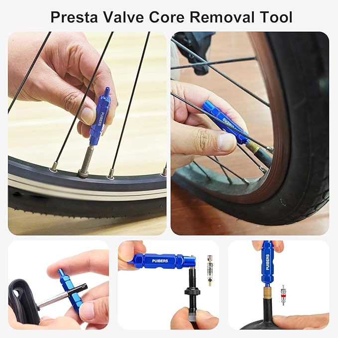 Tire Valve Stem Removal Tool Kit 3-Piece Set, Presta and Schrader Valve Core Removal Tools Set with 4 in 1 Valve Stem Puller Repair Tools