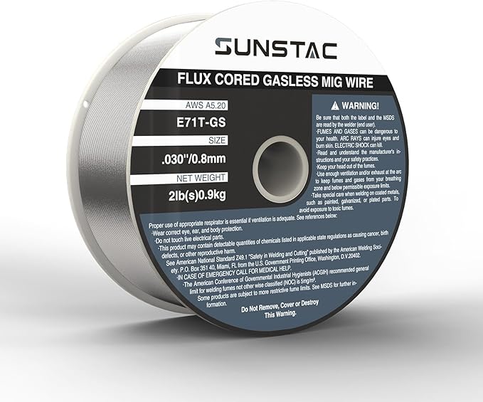 Flux Core Welding Wire E71T-GS 0.030" Gasless MIG Wire - 2LB ABS Spool for Mild/Carbon/Galvanized Steel (Indoor & Outdoor Use)