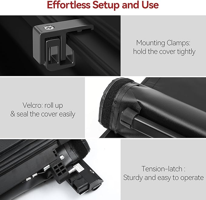 LEDKINGDOMUS Soft Roll-Up Tonneau Cover Fits for Jeep Gladiator JT 2020 2021 2022 2023 2024 2025, 5ft Bed, Full Protection with Durable Double-Layer PVC