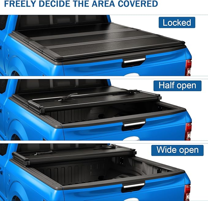 Hard Tri-Fold Truck Bed Tonneau Cover Compatible with 2004-2014 Ford F-150 2006-2014 Lincoln Mark LT 5.5FT Bed