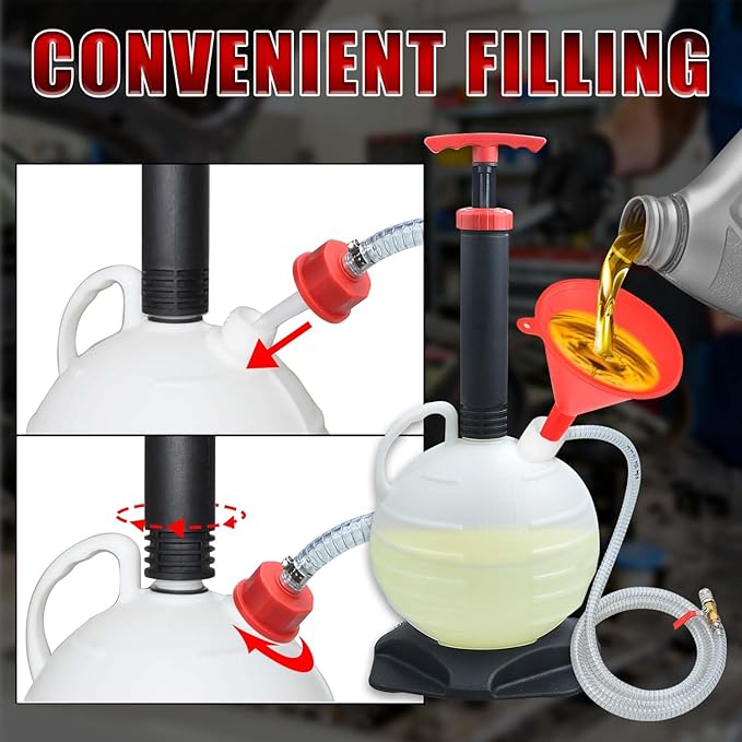 Prokomon 6 Liters Transmission Fluid Pump; Fluid Transfer Pump; Manual Oil Pump; Oil Filling Filler System Tool with 8 Pcs ATF Filler Adapters